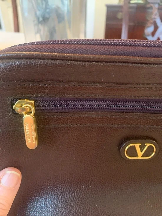 Valentino Dark Burgundy Leather Clutch Wristlet with Gold Hardware - Picture 3 of 10